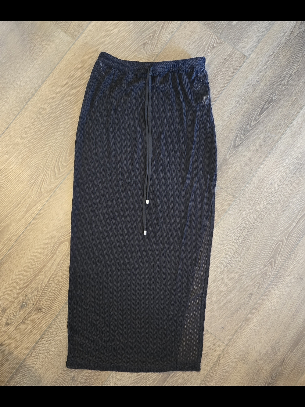 blue island Black Knit Drawstring Maxi Skirt - Sleek Silhouette